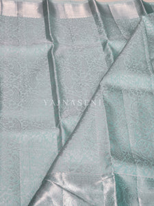 Pastel Tiffany - Pure Kanjivaram Silk Saree with Silver Zari