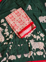 Load image into Gallery viewer, Blended Cotton Saree : Green Raag
