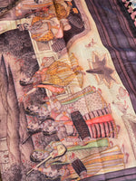 Load image into Gallery viewer, Linen Cotton x Kalamkari Print Saree - Cream
