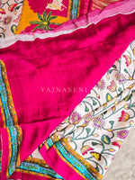 Load image into Gallery viewer, Gajji Silk Saree : White x Pink
