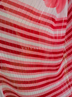 Load image into Gallery viewer, Floral x Chiffon Saree : White x Light Red
