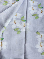 Load image into Gallery viewer, Floral x Linen Cotton Saree - Light Grey

