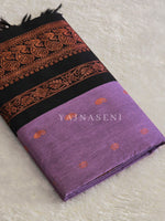 Load image into Gallery viewer, Kalyani Cotton Saree - Rosegold Zari : Light purple x Black
