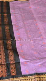 Load image into Gallery viewer, Kalyani Cotton Saree - Rosegold Zari : Light purple x Black

