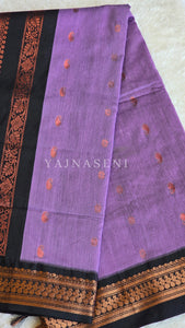 Kalyani Cotton Saree - Rosegold Zari : Light purple x Black
