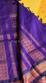 Load image into Gallery viewer, Kalyani Cotton Saree - Copper Zari : Mustard x Purple
