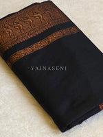 Load image into Gallery viewer, Kalyani Cotton Saree - Copper Zari : Black

