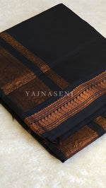 Load image into Gallery viewer, Kalyani Cotton Saree - Copper Zari : Black

