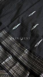 Load image into Gallery viewer, Kalyani Cotton Saree - Silver Zari : Black
