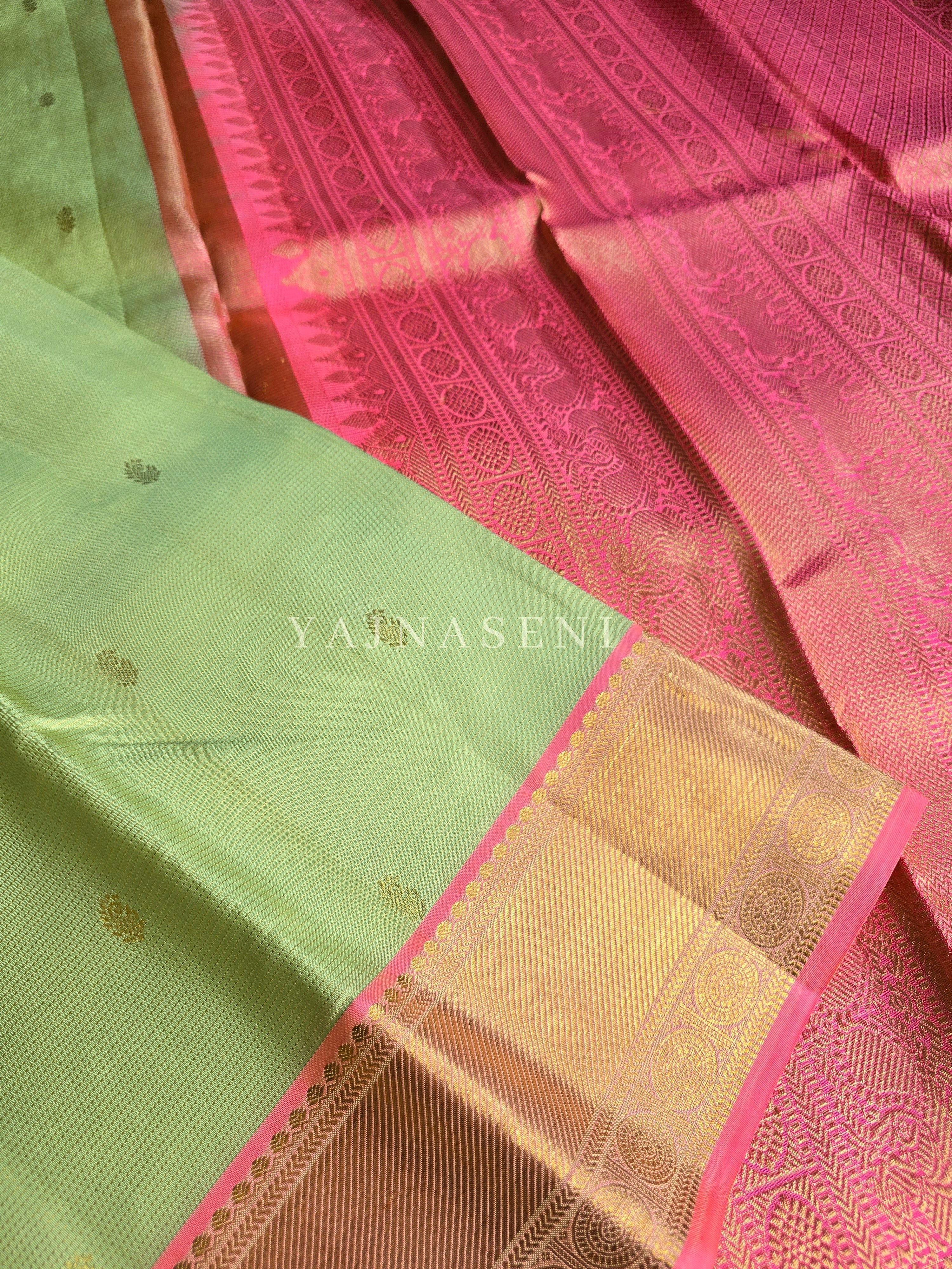 CROWN BLOOM - Pure Kanjivaram Silk Saree with Gold Zari