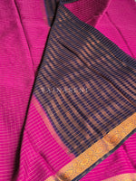 Load image into Gallery viewer, Viscose Georgette Saree x Checkered Zari - Burgundy x Dark Blue

