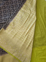 Load image into Gallery viewer, Tussar Silk x Grand Embroidery Work Saree - Black x Lime
