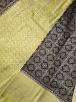 Load image into Gallery viewer, Tussar Silk x Grand Embroidery Work Saree - Black x Lime
