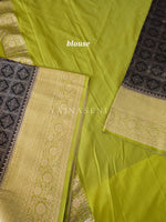Load image into Gallery viewer, Tussar Silk x Grand Embroidery Work Saree - Black x Lime
