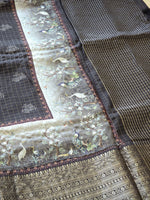 Load image into Gallery viewer, Silk Cotton x Checkered Zari Saree - Bird Paradise
