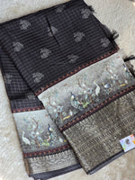 Load image into Gallery viewer, Silk Cotton x Checkered Zari Saree - Bird Paradise
