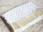 Load image into Gallery viewer, Georgette x Gold Zari Saree - White
