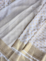 Load image into Gallery viewer, Georgette x Gold Zari Saree - White
