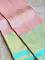 Load image into Gallery viewer, DESERT MINT - Pure Kanjivaram Silk Saree with Gold Zari
