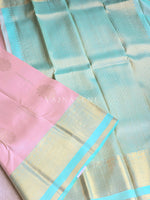 Load image into Gallery viewer, DESERT MINT - Pure Kanjivaram Silk Saree with Gold Zari
