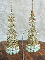 Load image into Gallery viewer, RAINA Jhumkas with Sahara (Mint)
