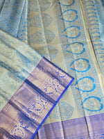 Load image into Gallery viewer, Brocade Semi Silk Saree - Metallic Teal x Blue

