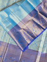 Load image into Gallery viewer, Brocade Semi Silk Saree - Metallic Teal x Blue
