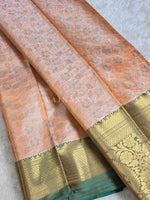 Load image into Gallery viewer, Brocade Semi Silk Saree - Peach x Green
