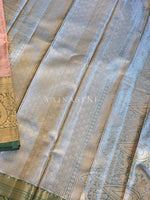 Load image into Gallery viewer, Brocade Semi Silk Saree - Peach x Green
