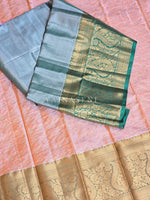 Load image into Gallery viewer, Brocade Semi Silk Saree - Peach x Green
