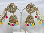 Load image into Gallery viewer, ELINA Jhumkas + tikka (Multicolour)
