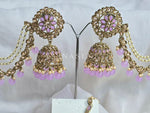 Load image into Gallery viewer, ELINA Jhumkas + tikka (Light Purple)
