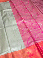 Load image into Gallery viewer, Brocade Semi Silk Saree - Mint x Pink
