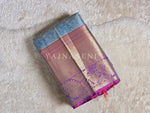 Load image into Gallery viewer, Brocade Semi Silk Saree - Cerulean Blue x Purple
