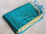 Load image into Gallery viewer, Shimmery Tissue Saree x Pearl Border : Peacock

