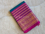 Load image into Gallery viewer, Chettinad Cotton Saree x Tall Border : Teal x Purple
