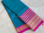 Load image into Gallery viewer, Chettinad Cotton Saree x Tall Border : Teal x Purple
