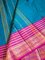Load image into Gallery viewer, Chettinad Cotton Saree x Tall Border : Teal x Purple
