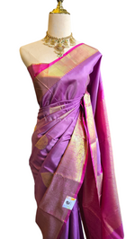 Load image into Gallery viewer, EVENING PETAL - Pure Kanjivaram Silk Saree with Gold Zari
