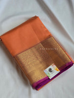 Load image into Gallery viewer, Tissue Semi Silk Saree	: Coral Peach x Purple

