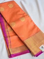 Load image into Gallery viewer, Tissue Semi Silk Saree	: Coral Peach x Purple

