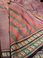 Load image into Gallery viewer, Narayanpet Cotton Saree : Dusky Rose x Dark Purple
