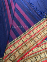 Load image into Gallery viewer, Narayanpet Cotton Saree : Blue x Red
