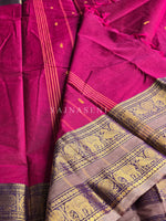 Load image into Gallery viewer, Kanchi Cotton Saree x Tall Border : Mulberry
