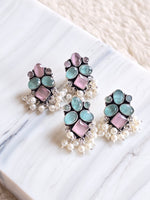 Load image into Gallery viewer, KEESHA Earrings (Mint x Pink)
