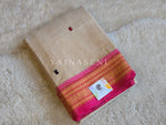 Load image into Gallery viewer, Kanchi Cotton Saree x Thin Border : Cream x Sweet Pink
