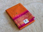 Load image into Gallery viewer, Kanchi Cotton Saree x Ganga-Jamuna Border : Orange x Green x Hot Pink
