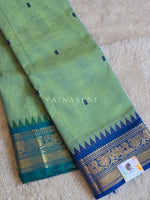 Load image into Gallery viewer, Kanchi Cotton Saree x Ganga-Jamuna Border : Seafoam Green x Blue x Teal [Blue undertone]

