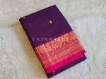 Load image into Gallery viewer, Kanchi Cotton Saree x Ganga-Jamuna Border : Dark Purple x Amber x Hot Pink
