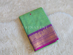Load image into Gallery viewer, Kanchi Cotton Saree : Seafoam Green x Purple

